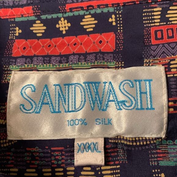 Sandwash Silk Short Sleeve Pocket Multicolored Men’s Shirt Size XXXXL - Picture 7 of 7